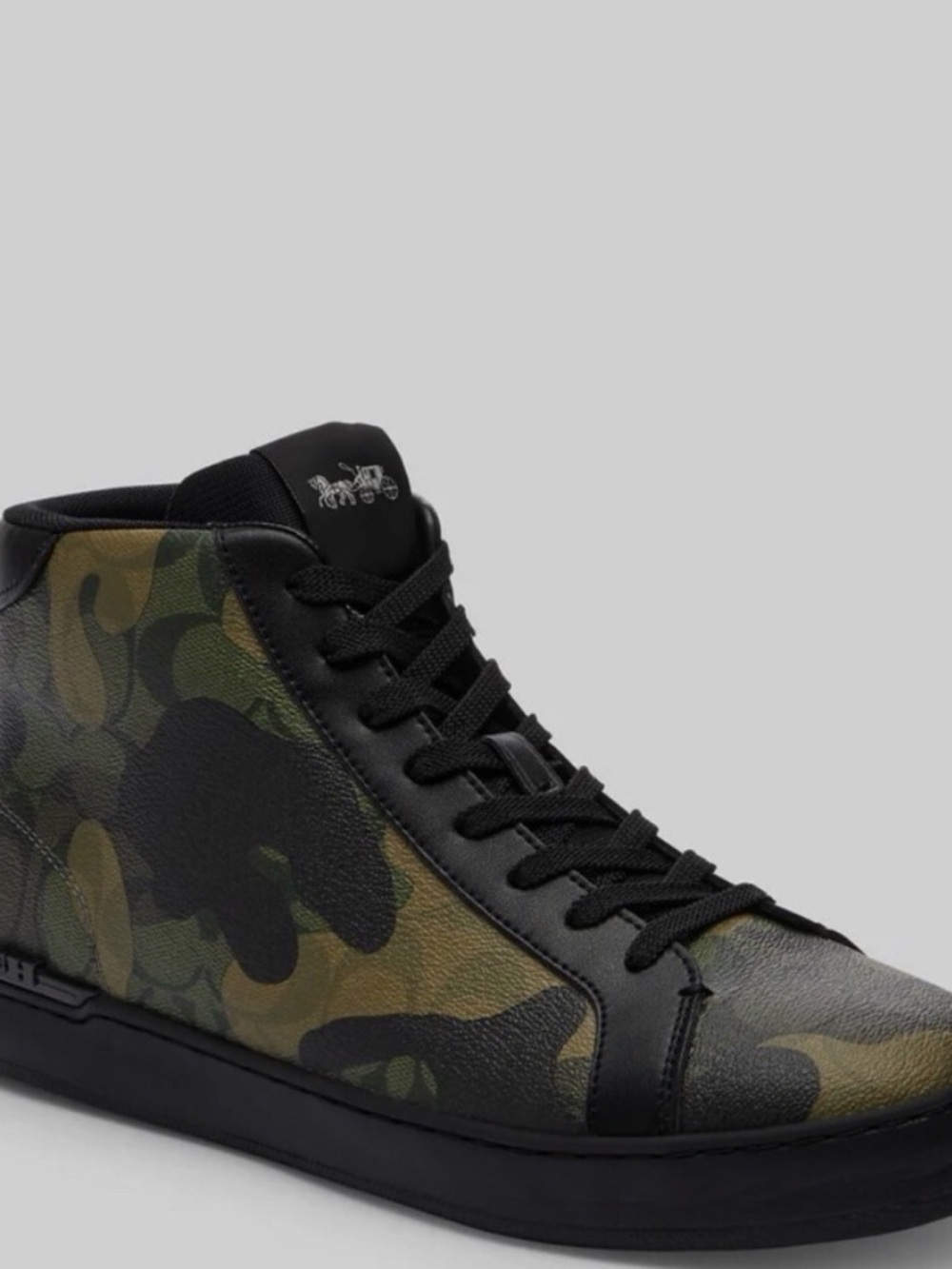 Coach Men's Camo High-Top Sneakers in Black & Green